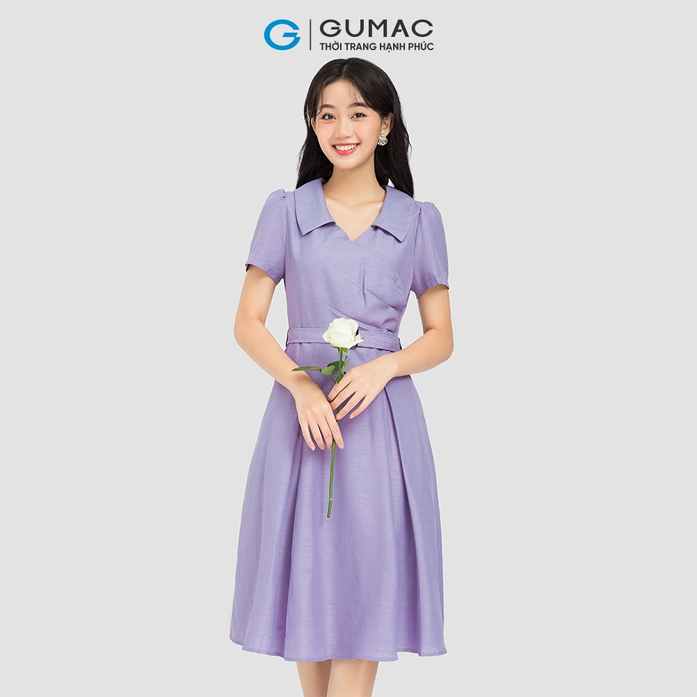Đầm form A xếp ly eo GUMAC DC12054