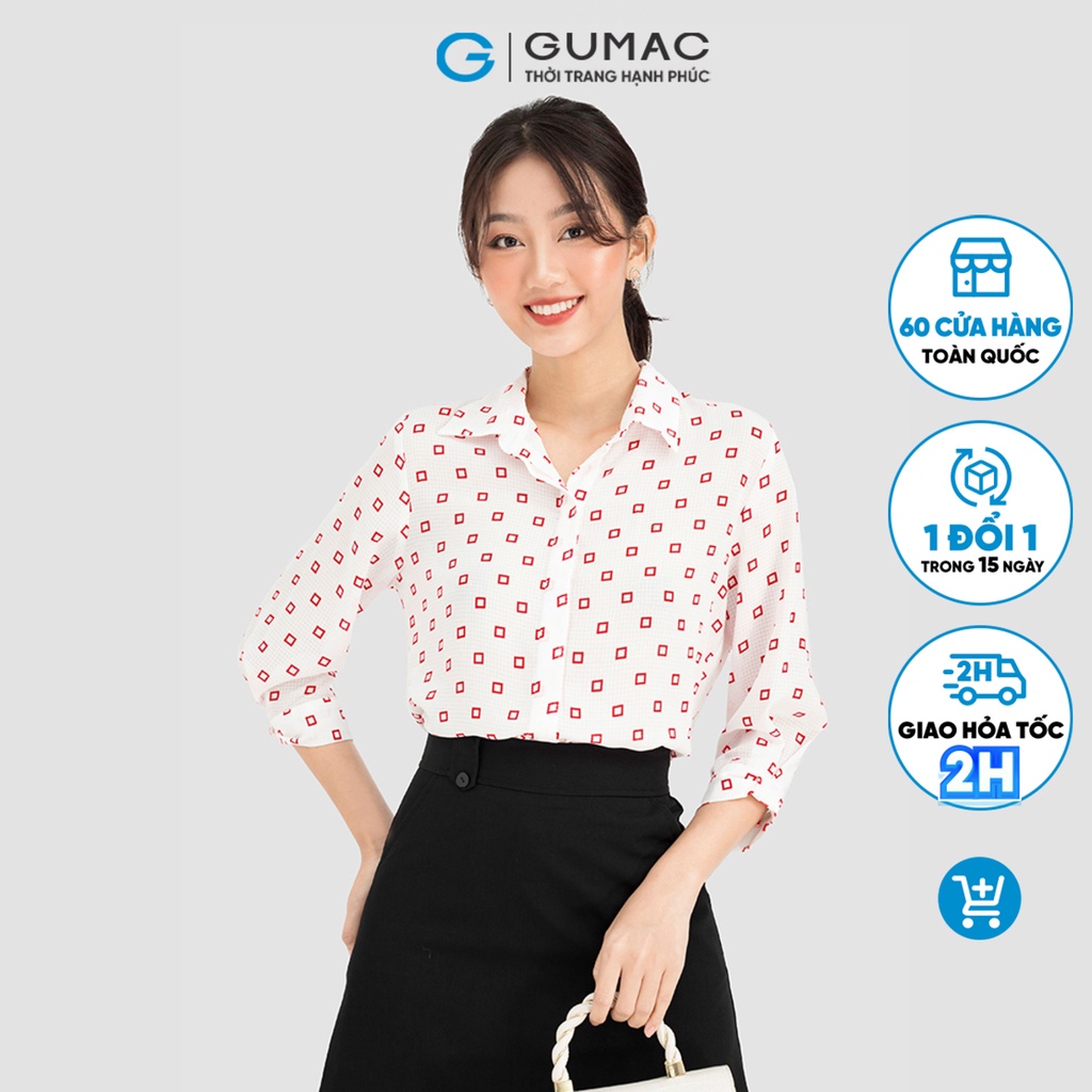 Áo sơ mi kiểu nữ đẹp hot GUMAC màu trắng kiểu công sở phối tay nơ AC08070