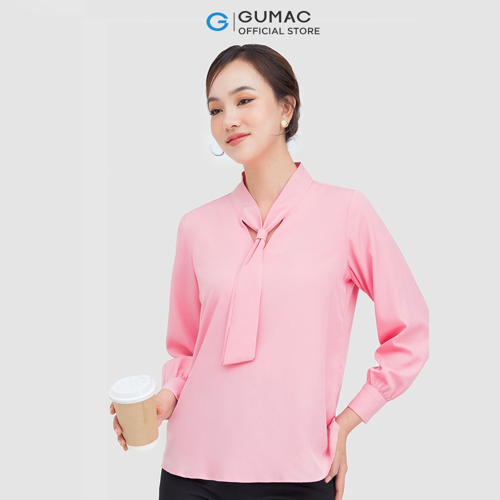 Áo sơ mi thắt nơ tay phồng AC05066 thời trang GUMAC