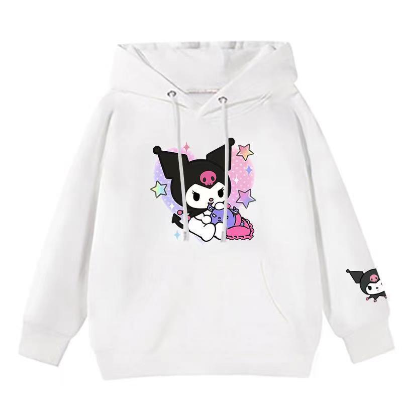 Áo Hoodie Cotton Nguyên Chất Tay Dài In Họa Tiết Hoạt Hình Kuromi Thời Trang Xuân Thu Cho Bé Gái