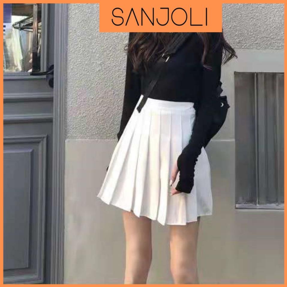 Chân Váy Chữ A Ngắn SANJOLI Xếp Ly Tennis Kiểu Xòe Cạp Cao Phong Cách Hàn Quốc Công Sở Vintage Đẹp Sexy CV003 | BigBuy360 - bigbuy360.vn