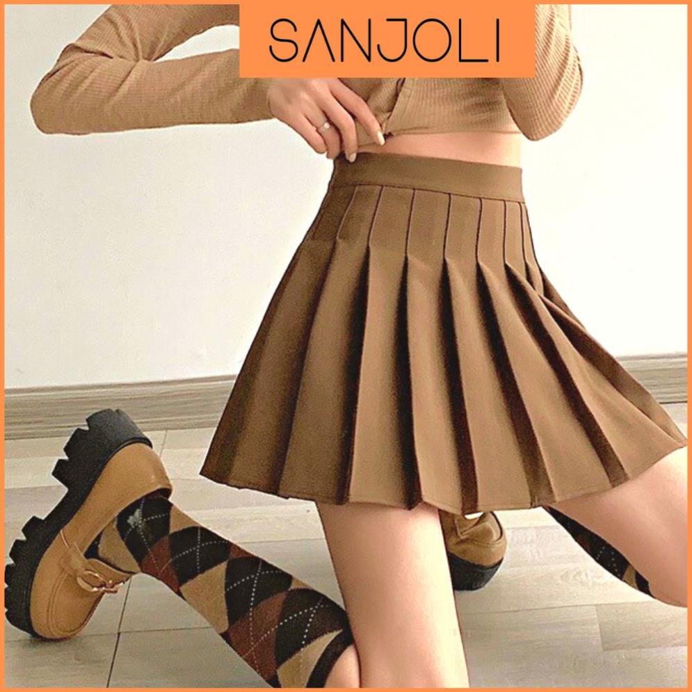 Chân Váy Chữ A Ngắn SANJOLI Xếp Ly Tennis Kiểu Xòe Cạp Cao Phong Cách Hàn Quốc Công Sở Vintage Đẹp Sexy CV003 | BigBuy360 - bigbuy360.vn