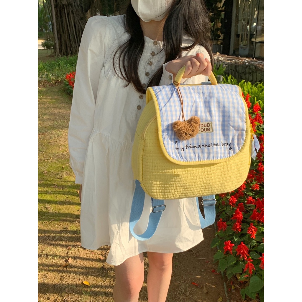 ❍✷Balo Cỡ Lớn Thêu Hình Gấu Phong Cách Hàn Quốc Cho Mẹ Và Bé