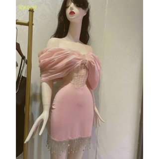 ĐẦM XÒE TRỄ VAI ĐÍNH DÂY ĐÁ