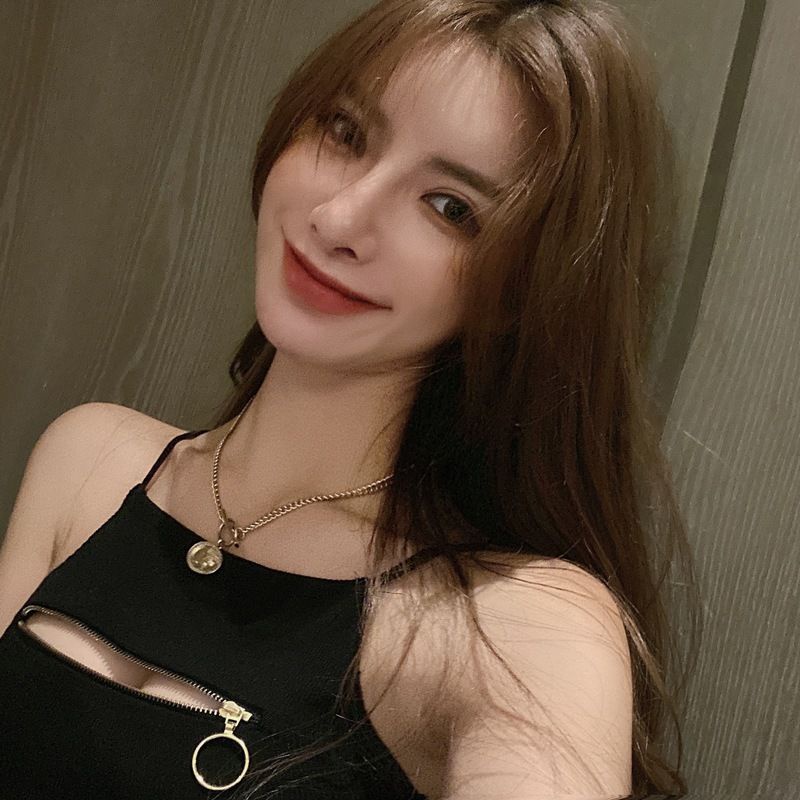 Hàng Mới Về Mới Áo Thun Hai Dây Phối Khóa Kéo Thời Trang Mùa Hè Quyến Rũ Cho Nữ