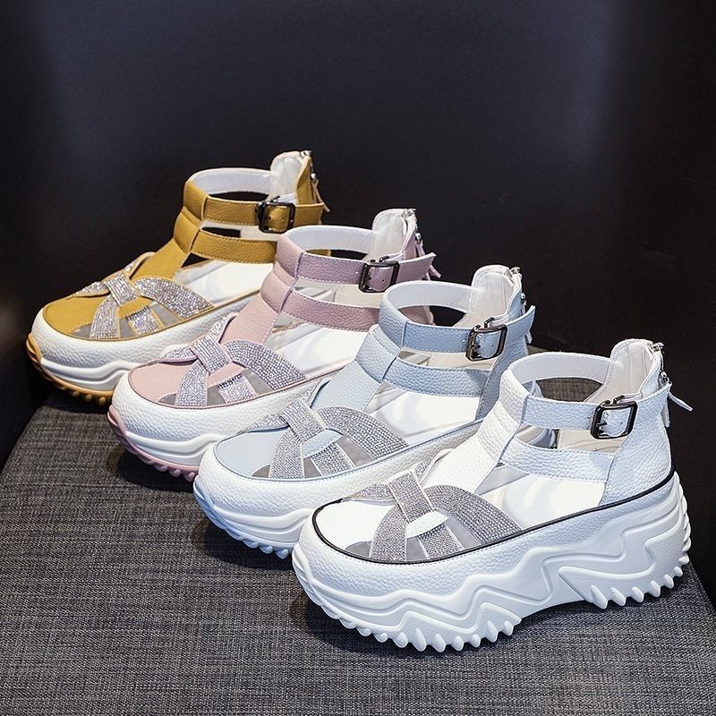 Plover Xăng đan Đế Dày Đính Đá Thời Trang Mùa Hè Cho Nữ