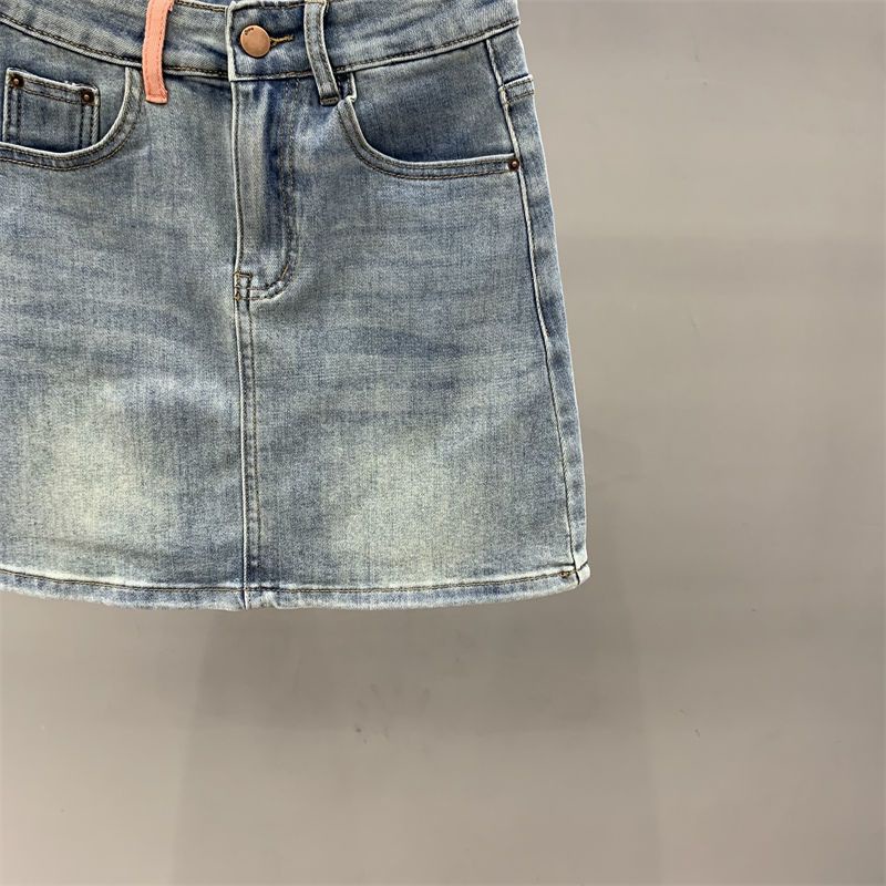 Chân váy jean Chữ A Lưng Cao Co Giãn Thêu Họa Tiết Thời Trang Mùa Hè 2023 Mới