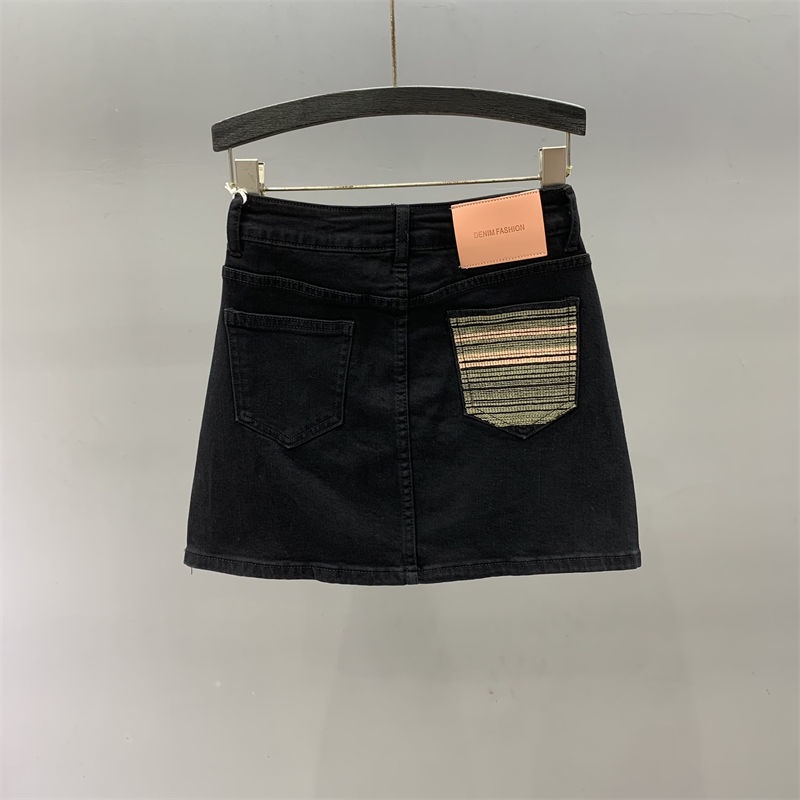 Chân váy jean Chữ A Lưng Cao Co Giãn Thêu Họa Tiết Thời Trang Mùa Hè 2023 Mới