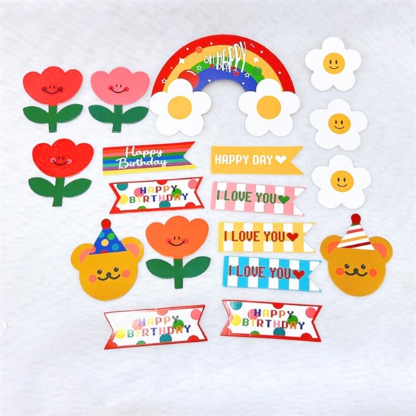 SP070756 Set que giấy CẦU VỒNG - tag I LOVE YOU, HPBD GẤU HOA (combo2)