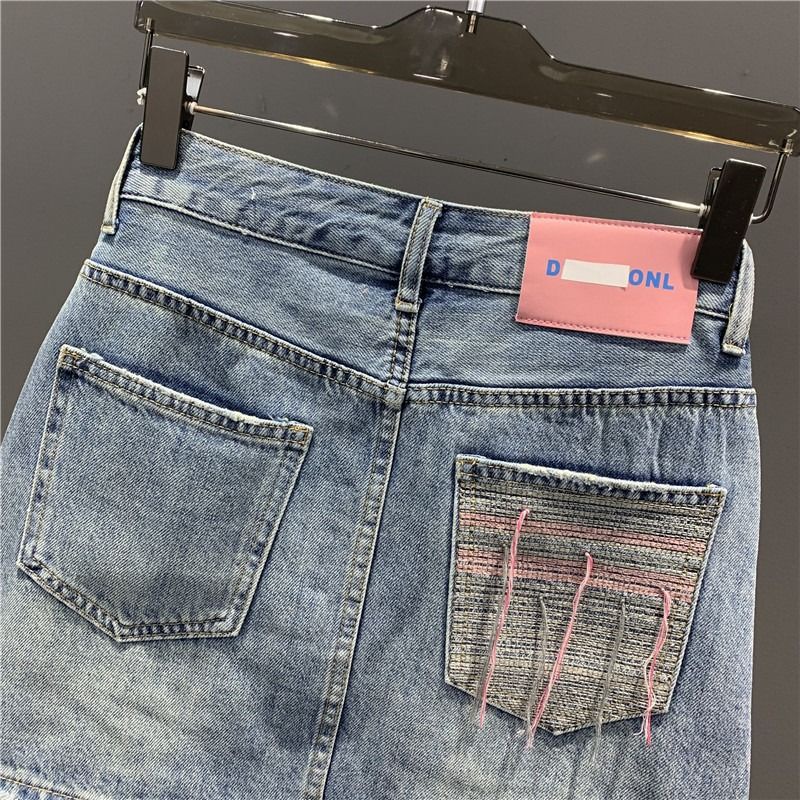 Chân váy jean Lưng Cao Dáng Chữ a Phối Túi Thời Trang Mùa Hè 2023 Cho Nữ