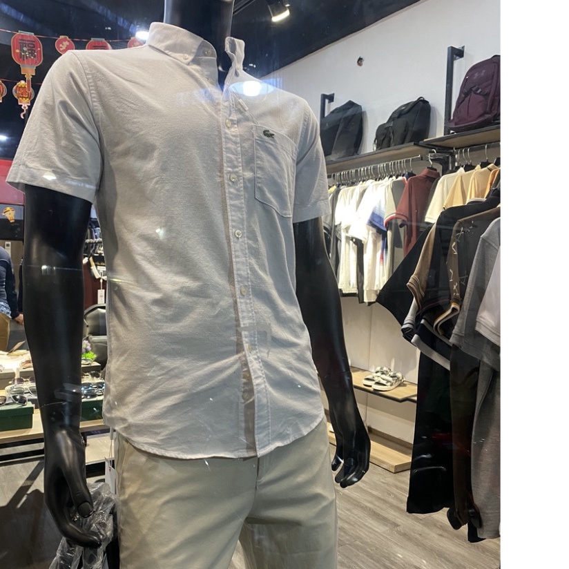 Áo sơ mi nam ngắn tay CÓ TÚI LACOSTE COTTON CỔ CÀI KHUY công nghệ kháng khuẩn thời trang văn phòng lịch lãm có big size