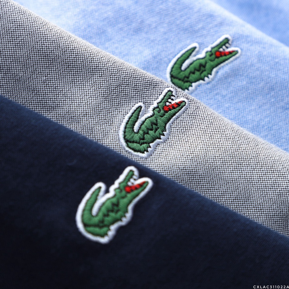 Áo sơ mi nam ngắn tay KHÔNG TÚI LACOSTE cổ cài khuy vải OXFORD có túi 4 màu Full Tem Tag Code Hàng Cao Cấp Cực Xịn