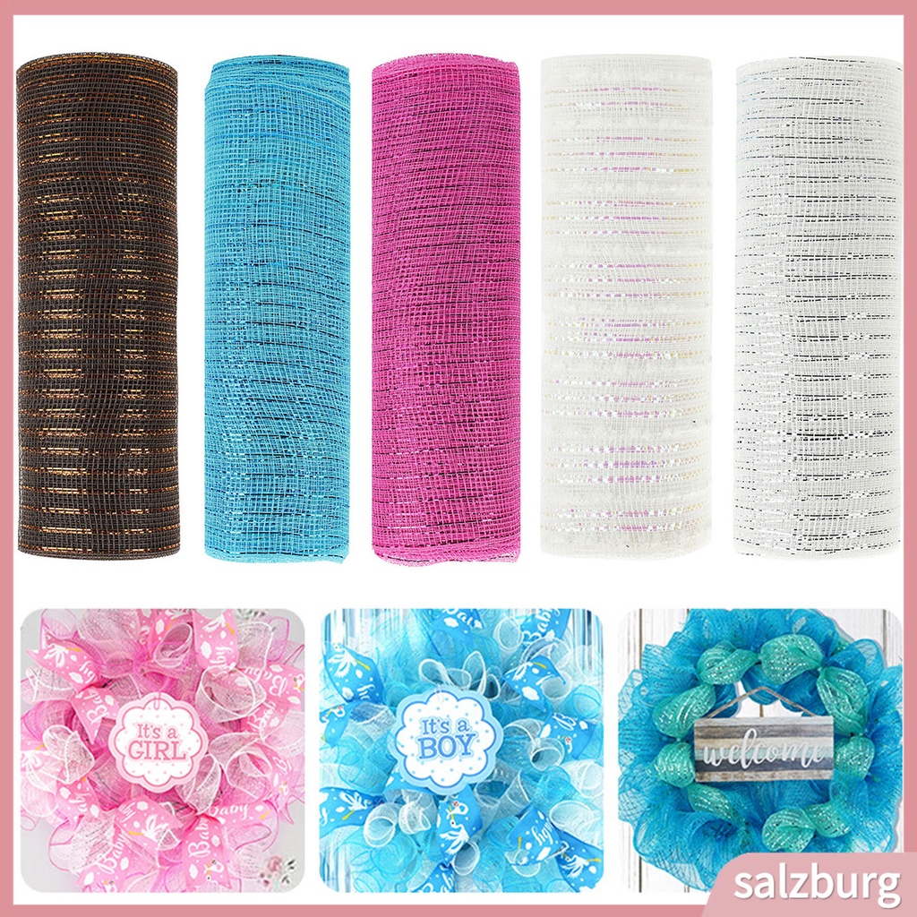 1 Cuộn Ruy Băng Lưới Lấp Lánh Màu Sắc Tươi Sáng Trang Trí Cây Thông Noel