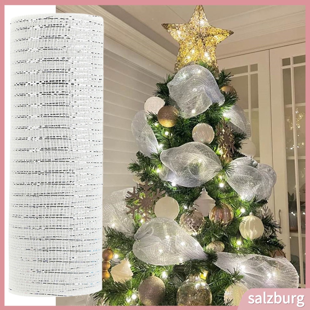 1 Cuộn Ruy Băng Lưới Lấp Lánh Màu Sắc Tươi Sáng Trang Trí Cây Thông Noel