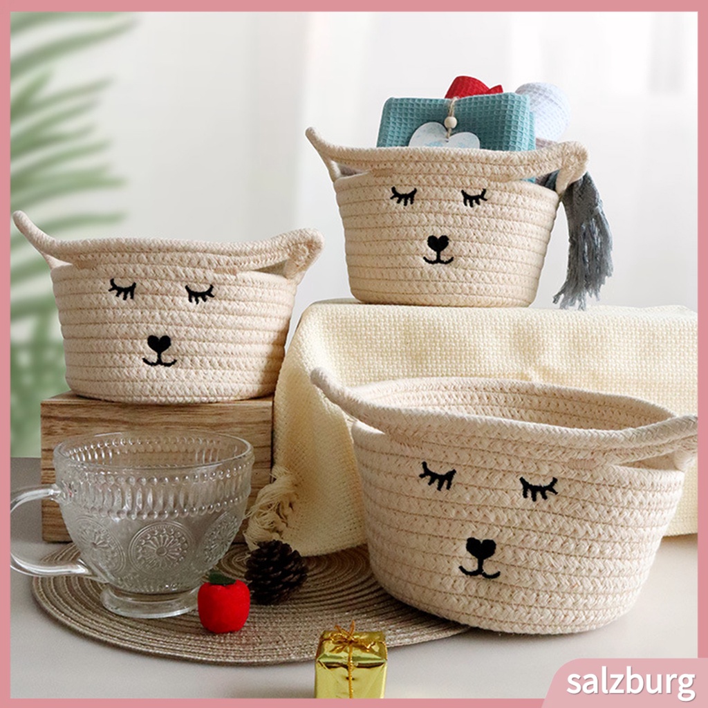 (salzburg) Giỏ đựng đồ dùng văn phòng bằng dây cotton bện thiết kế động vật chịu lực tốt