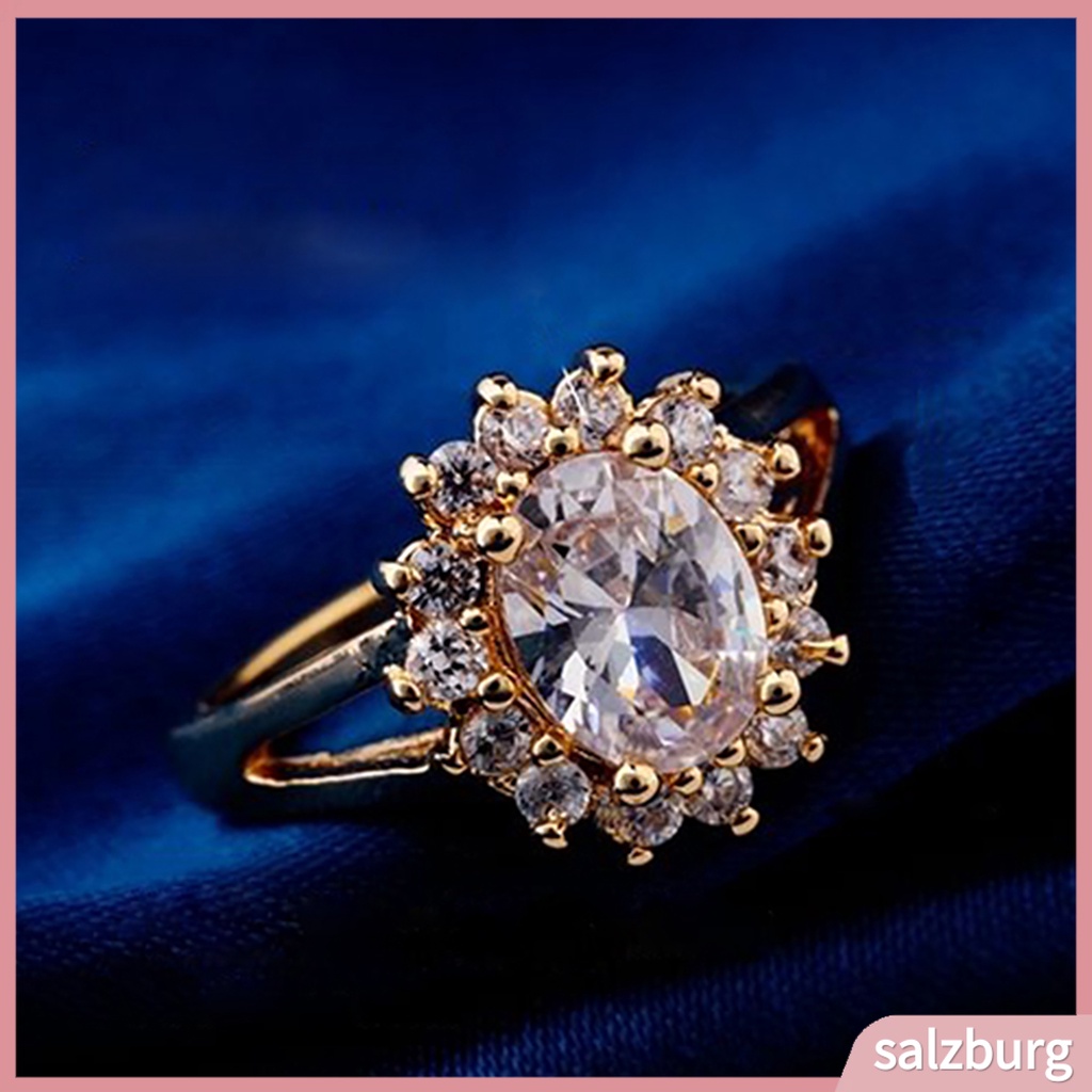 Nhẫn đính đá hình oval phong cách sang trọng thanh lịch dành cho nữ