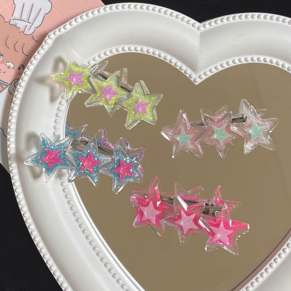 Kẹp Tóc Mái Hông Hình Ngôi Sao Năm Cánh Màu Sắc Ngọt Ngào Y2K Phong Cách Nhật Bản Cho Nữ