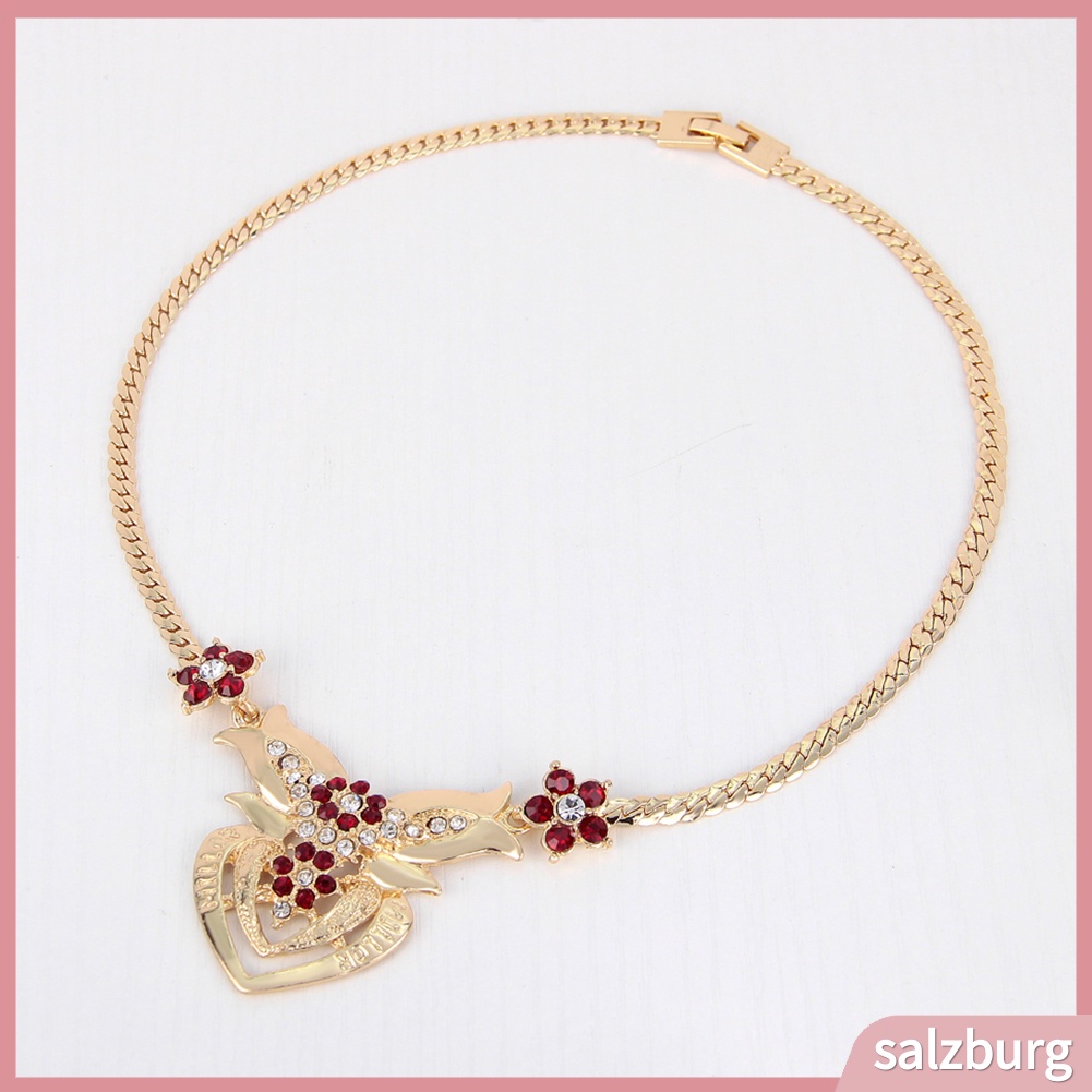 Bộ trang sức 4 món mặt hình hoa đính kim cương giả lấp lánh thời trang cho nữ