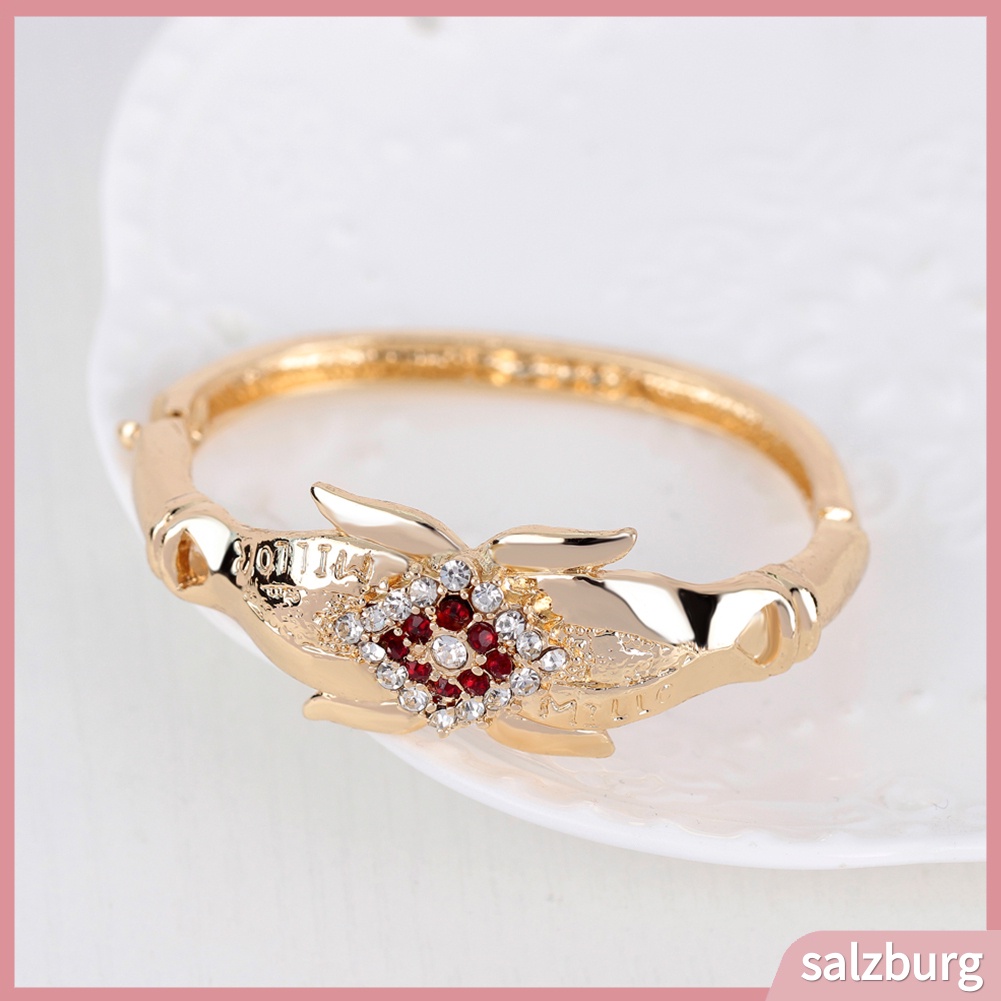 Bộ trang sức 4 món mặt hình hoa đính kim cương giả lấp lánh thời trang cho nữ