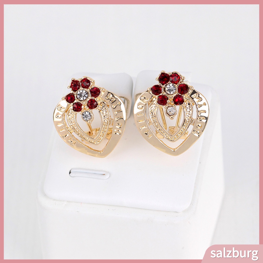 Bộ trang sức 4 món mặt hình hoa đính kim cương giả lấp lánh thời trang cho nữ