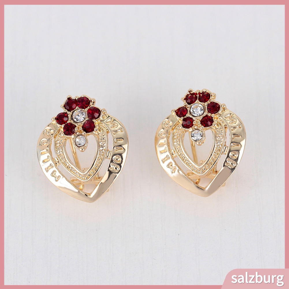 Bộ trang sức 4 món mặt hình hoa đính kim cương giả lấp lánh thời trang cho nữ