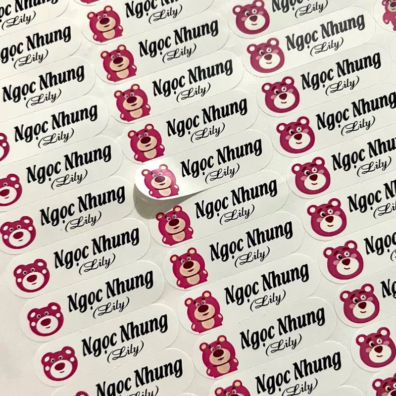 Combo 150 sticker Tên bé 1x3cm chống nước