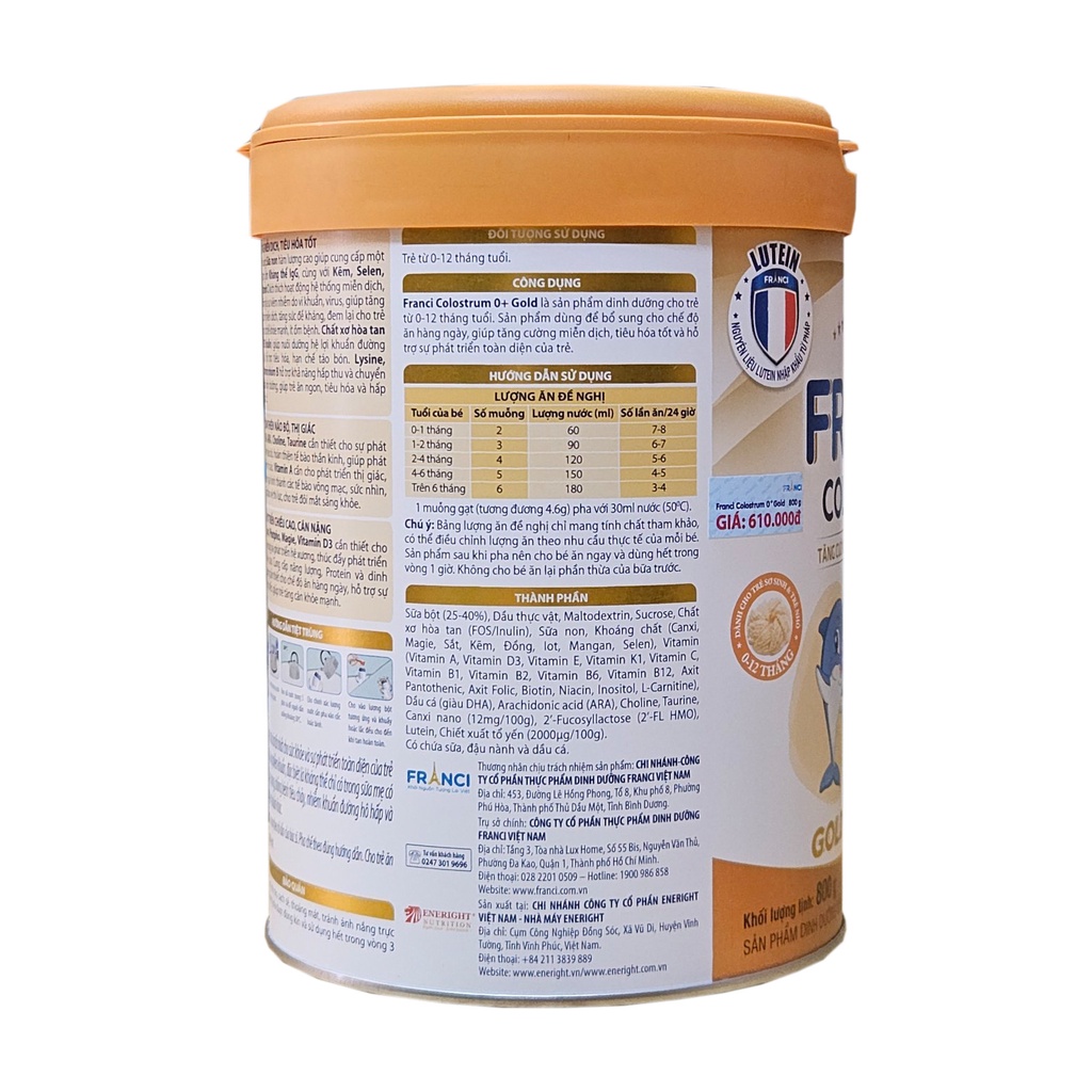 Sữa Franci Colostrum Gold 0+, 1+ 800g [HSD 2025]