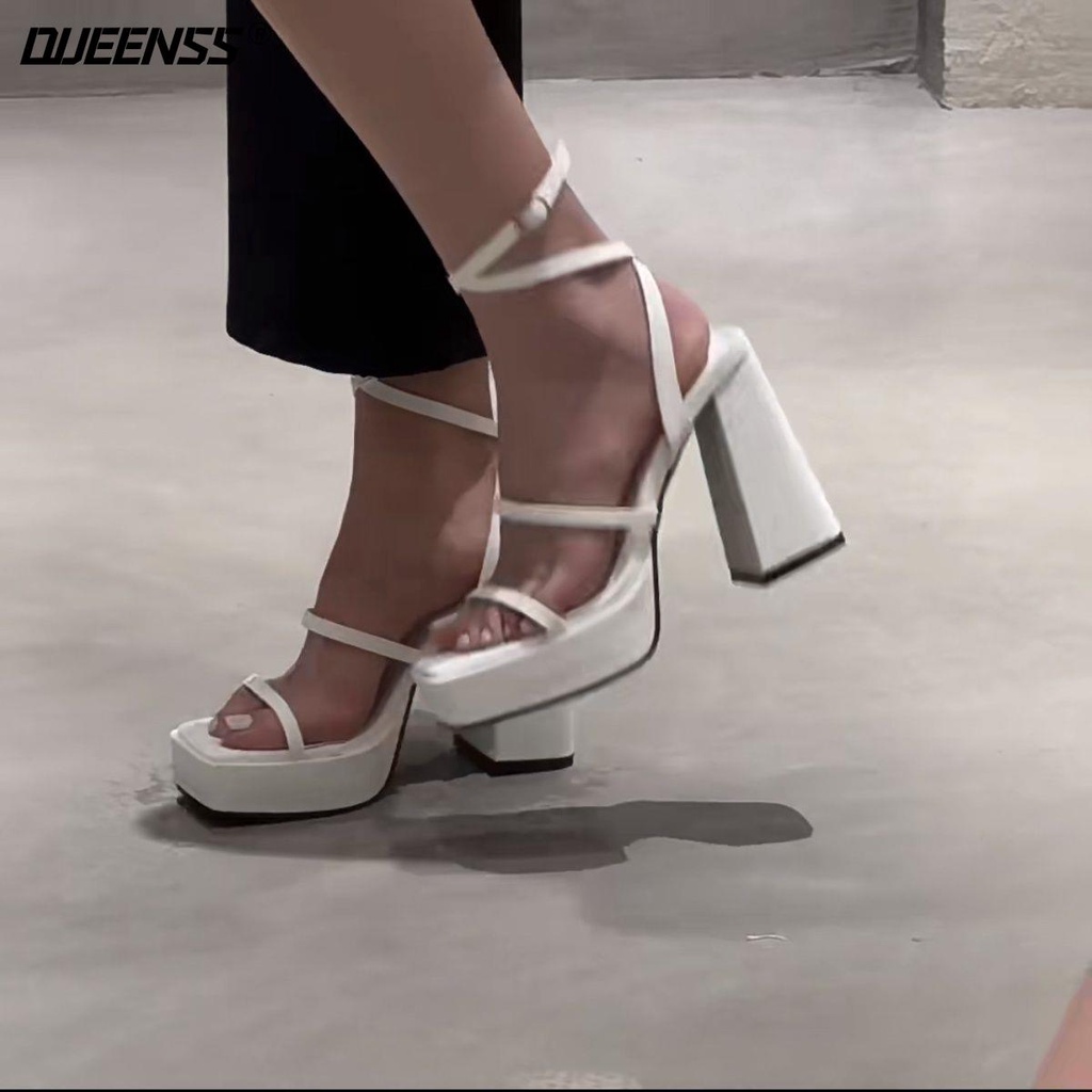 Giày Sandal Cao Gót Đế Xuồng Dày Thời Trang Âu Mỹ Mùa Hè 2023 Cho Nữ