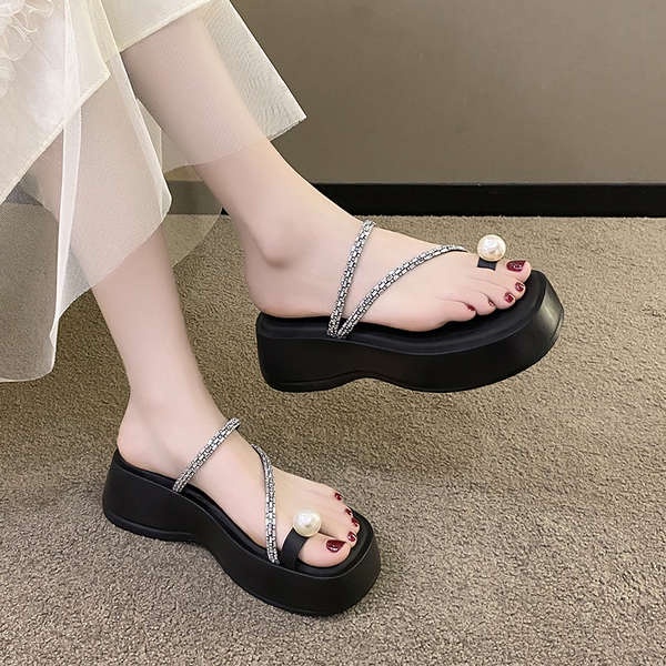 Dép nữ đế cao Dép lê đính đá thời trang