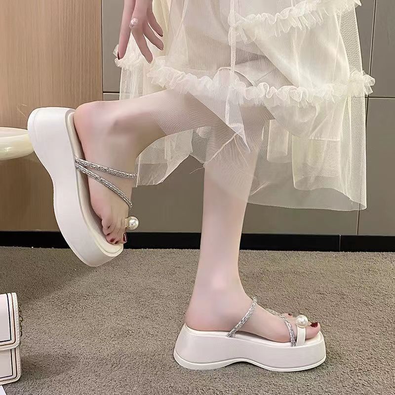 Dép nữ đế cao Dép lê đính đá thời trang