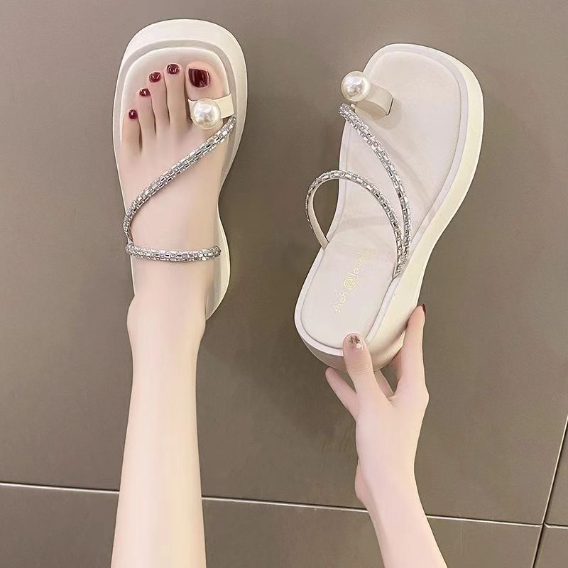 Dép nữ đế cao Dép lê đính đá thời trang