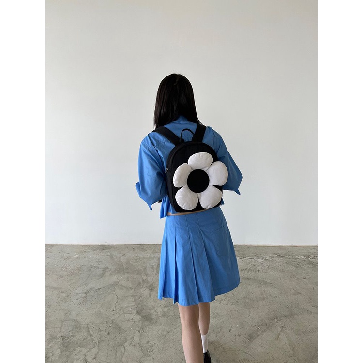 Pf Balo nylon Trắng Đen Hình Hoa Nhỏ Mùa Xuân Cho Bé Gái