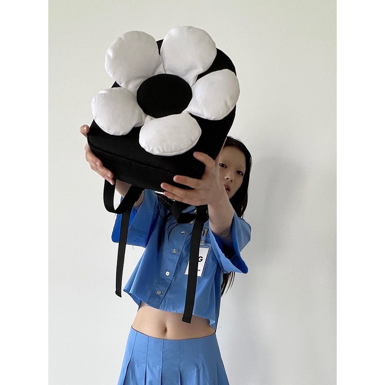 Pf Balo nylon Trắng Đen Hình Hoa Nhỏ Mùa Xuân Cho Bé Gái
