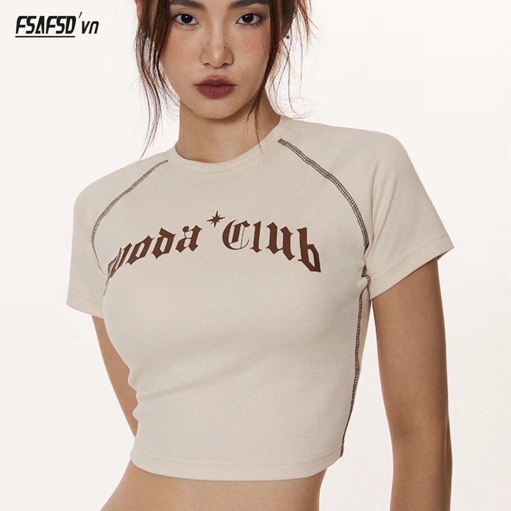 Áo Thun Nữ Ngắn Tay In Chữ Phong Cách Gothic Thời Trang