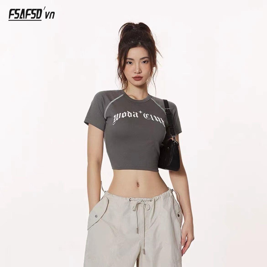 Áo Thun Nữ Ngắn Tay In Chữ Phong Cách Gothic Thời Trang