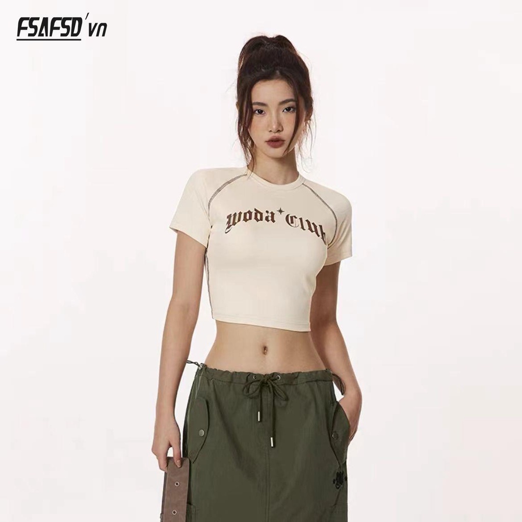 Áo Thun Nữ Ngắn Tay In Chữ Phong Cách Gothic Thời Trang