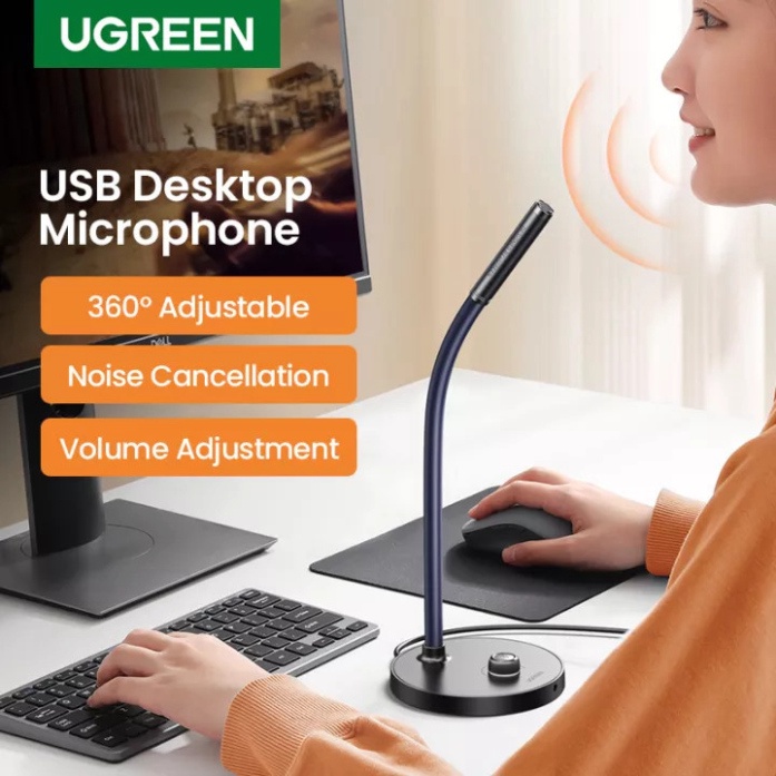 Micro để bàn Ugreen 90416 CM564 Học OnLine Và LiveStream dây USB 1,5m Chính Hãng