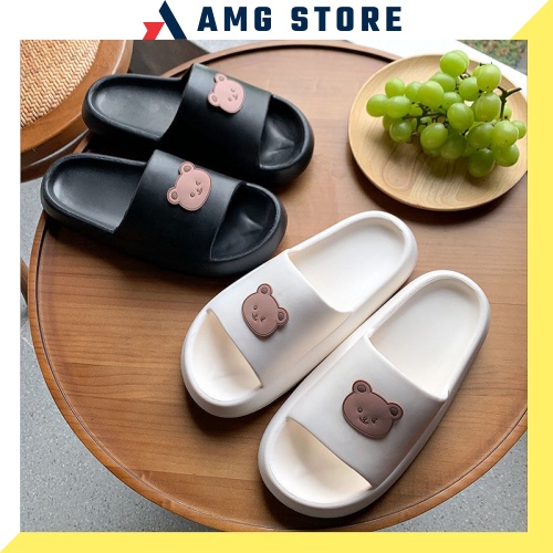 ❌HÀNG NHẬP KHẨU❌Dép quai ngang unisex hình gấu thời trang ulzzang bánh mỳ độn đế 4 cm siêu êm siêu nhẹ siêu êm A110