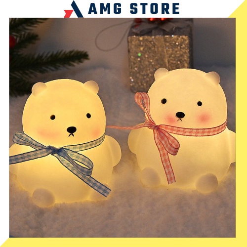 Đèn Ngủ Led Mini Không Dây Để Bàn trang trí phòng Hình Vịt Trắng, Gấu Đeo Nơ Siêu Dễ Thương LA03 AMG_Official_Store