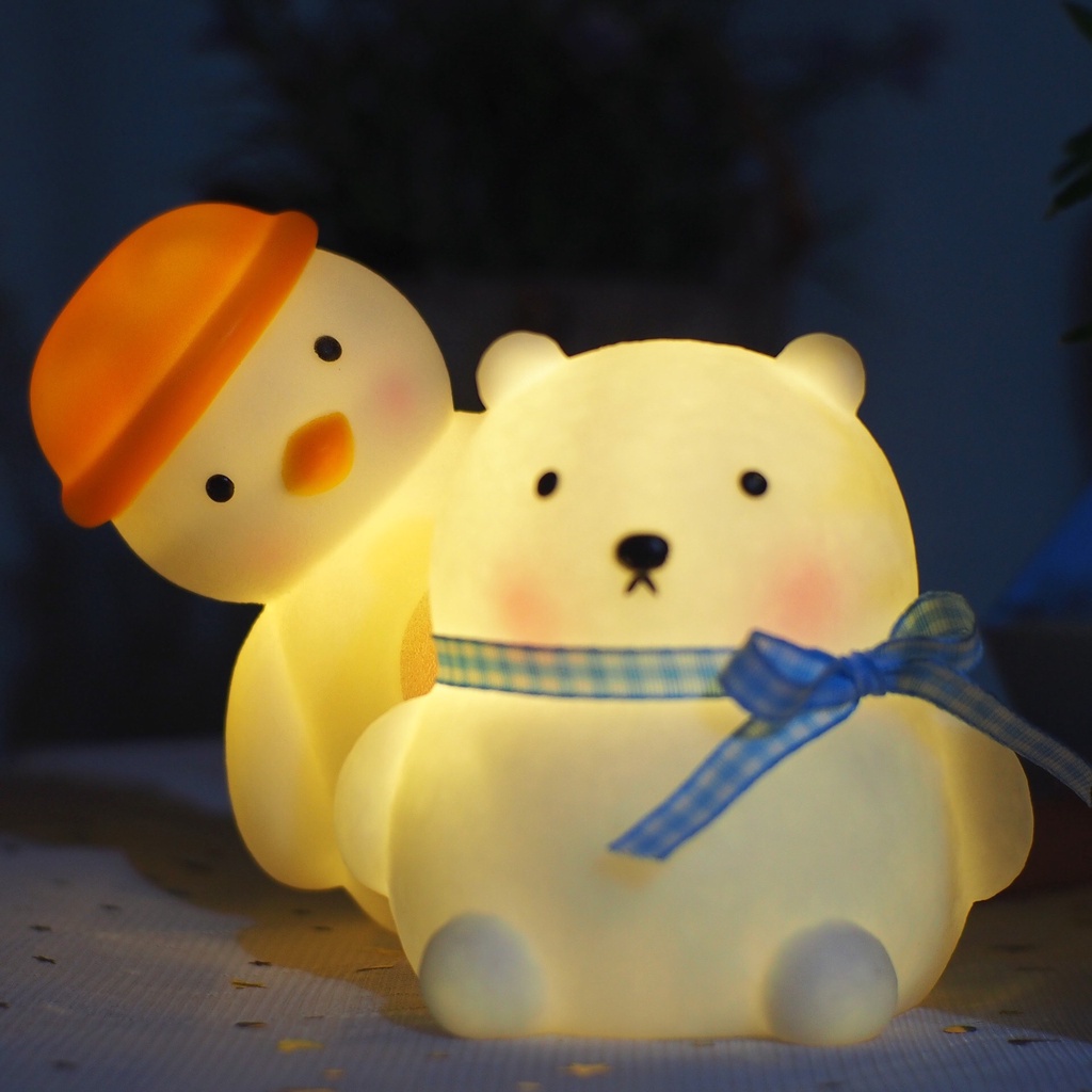 Đèn Ngủ Led Mini Không Dây Để Bàn trang trí phòng Hình Vịt Trắng, Gấu Đeo Nơ Siêu Dễ Thương LA03 AMG_Official_Store