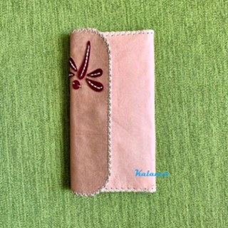 Bóp Ví nữ dài cầm tay da bò đẹp cao cấp màu hồng handmade Kalanos KBNU3510-Hong, Ví dài nữ may tay