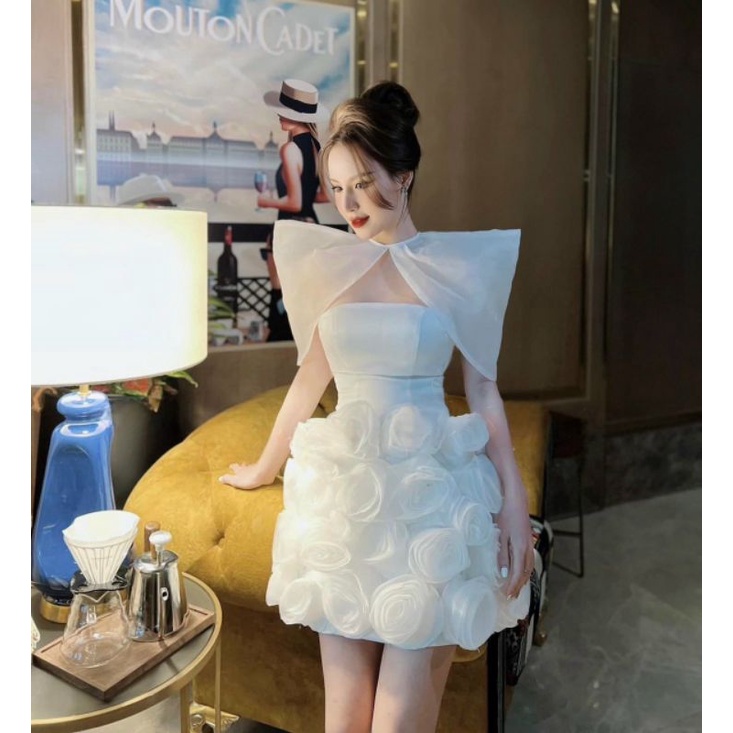 ĐẦM 2 IN 1 XOẮN HOA CÚP ÁO CHOÀNG