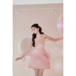 Đầm 2 in 1 xoắn hoa hồng đính pha lê