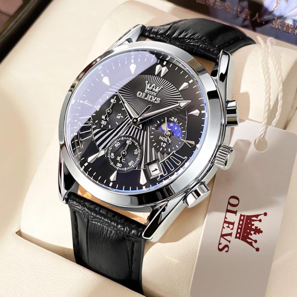 Đồng hồ nam chính hãng OLEVS 2876 dây da bò  Chống thấm nước sâu  hiệu ứng phát sáng
