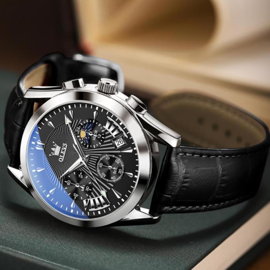 Đồng hồ nam chính hãng OLEVS 2876 dây da bò  Chống thấm nước sâu  hiệu ứng phát sáng