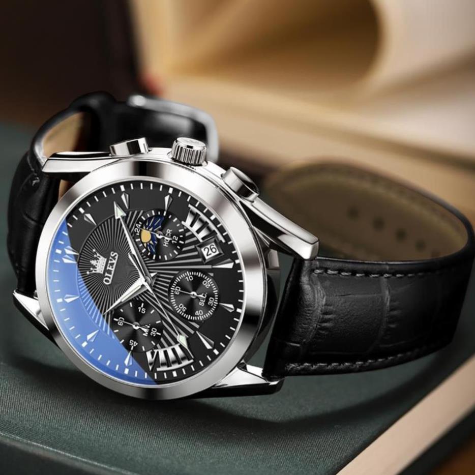 Đồng hồ nam chính hãng OLEVS 2876 dây da bò  Chống thấm nước sâu  hiệu ứng phát sáng