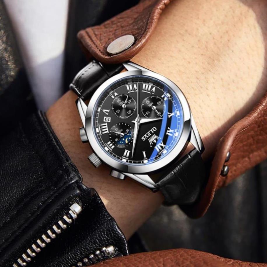 OLEVS 2871 Đồng hồ nam chính hãng Lịch chuyển động thạch anh Mặt số phát sáng chống thấm nước