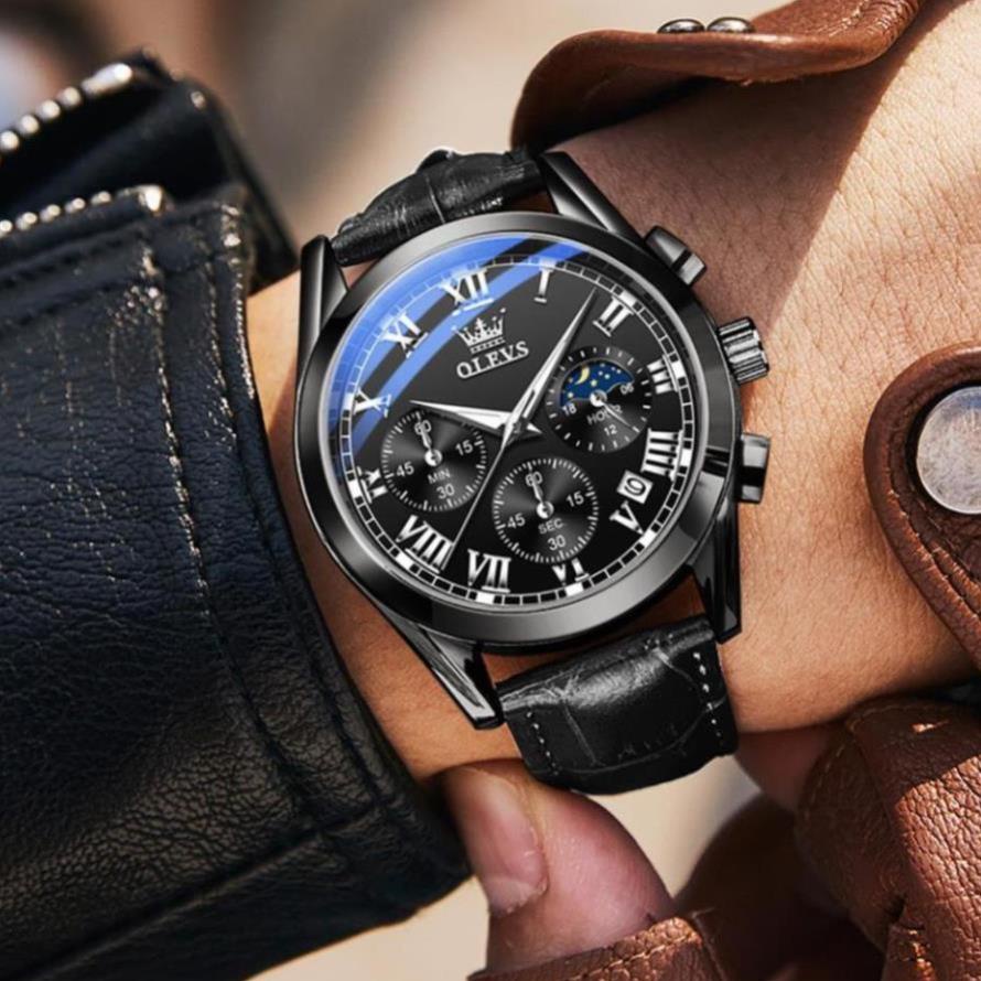 OLEVS 2871 Đồng hồ nam chính hãng Lịch chuyển động thạch anh Mặt số phát sáng chống thấm nước