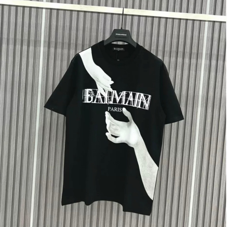 Áo thun Balmain  logo in bàn tay chất cotton thông thoáng , áo cộc Unisex phong thái Cháy Phố Hot 2023