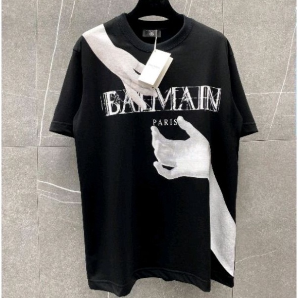 Áo thun Balmain  logo in bàn tay chất cotton thông thoáng , áo cộc Unisex phong thái Cháy Phố Hot 2023